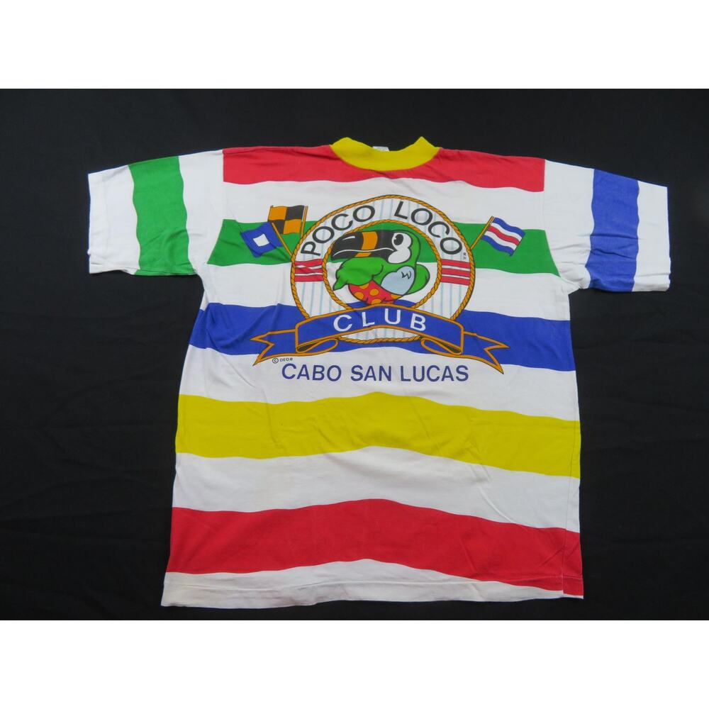 Poco Loco Club Cabo San Lucas Striped Sailing T-Shirt Sz XL 1990s